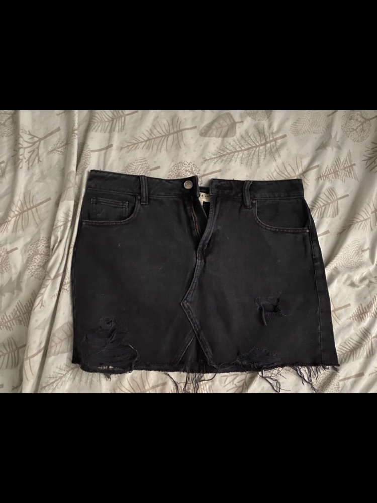 Pacsun Black Distressed Denim Mini Skirt